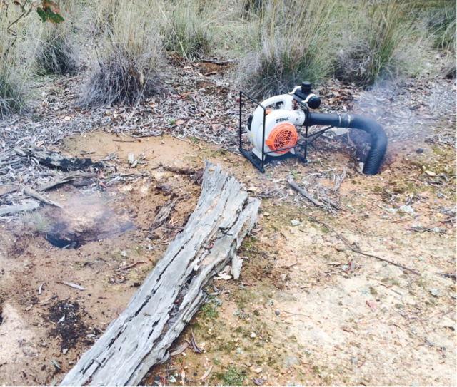 Figure 4 - Gassing of rabbit warrens to determine extent of entry ways (28/4/15).