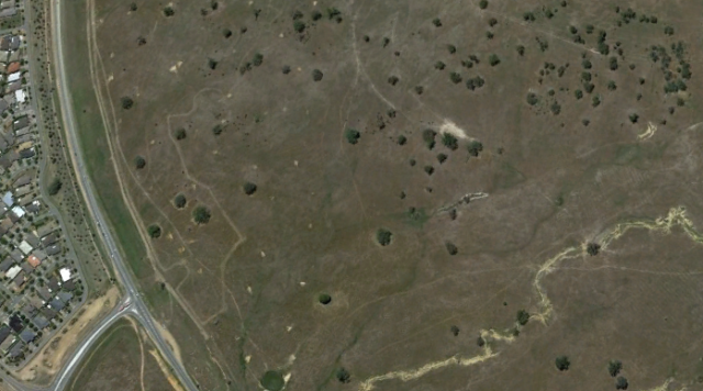The area of the Superb Parrot nests is at the right; and Throsby development occupies the centre of the image